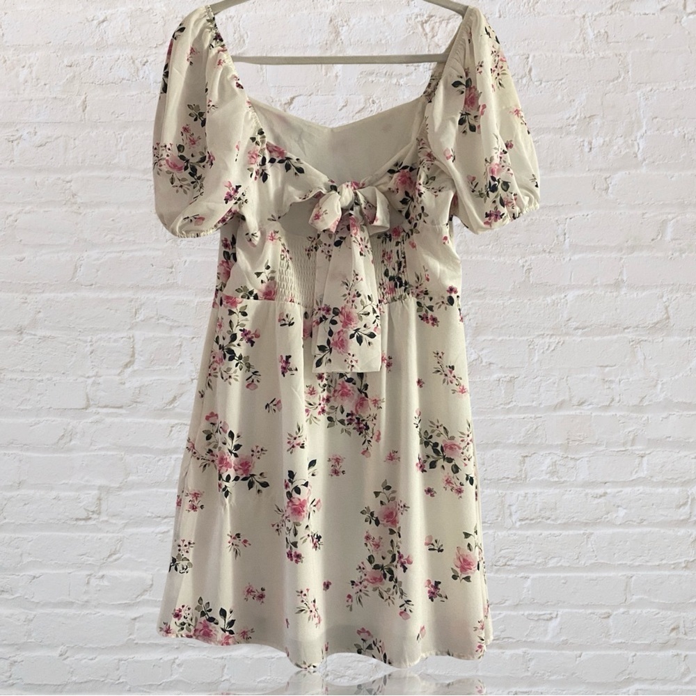 White Floral Midi Dress size L - Picture 2 of 5